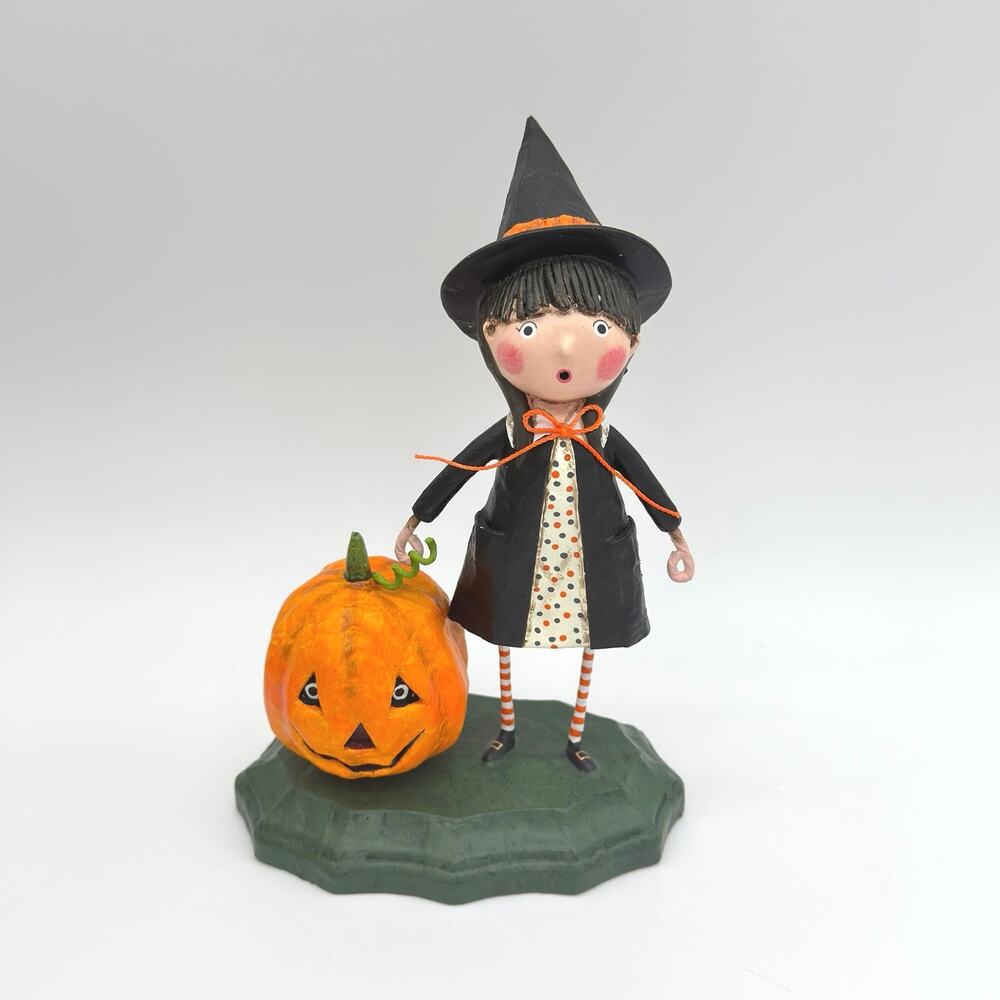 Agatha and Jack Halloween Figurine Lori Mitchell 13317 Witch Girl & Pumpkin NEW